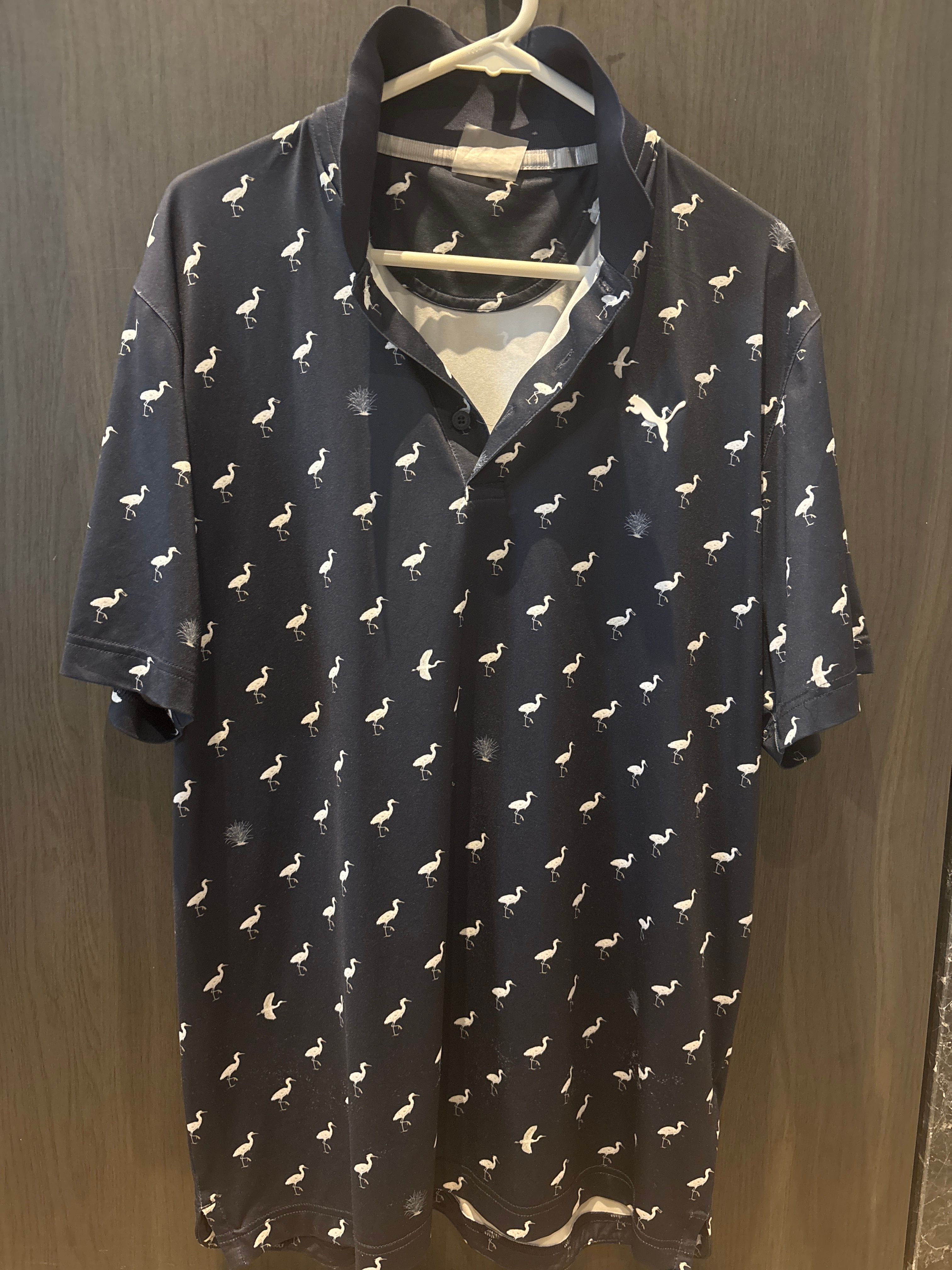 Navy with bird design puma polo