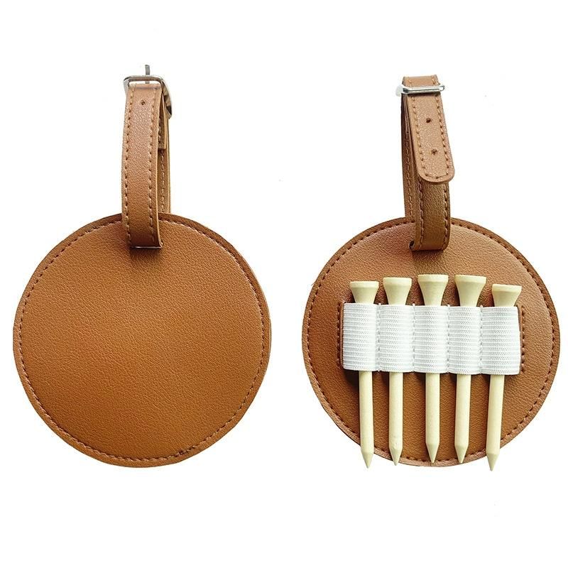 Leather Golf Spike Insert Bag Waist Storage Brown