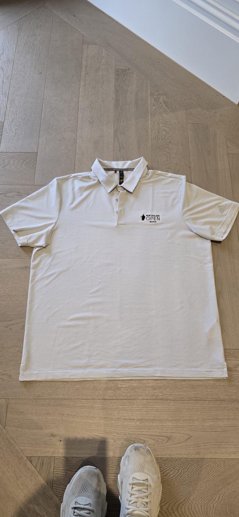 XL Adidas grey striped polo